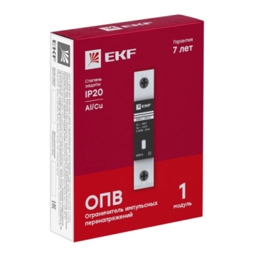 Ограничитель импульсных напряжений EKF PROxima ОПВ-C/1P In 20кА 400В с сигн. opv-c1