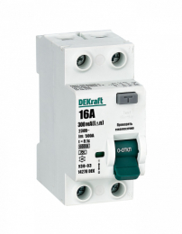 ВДТ DEKraft серии УЗО-03 2P 16A 300mA тип A 6kA 14278DEK