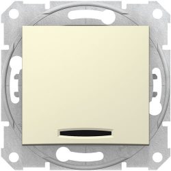 Кнопочный выключатель Sedna с синей подсветкой (бежевый) SDN1600147