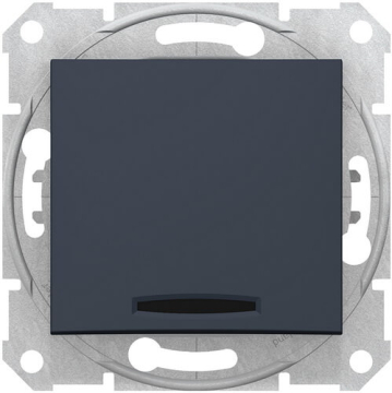 Кнопочный выключатель Sedna с синей подсветкой (графит) SDN1600170