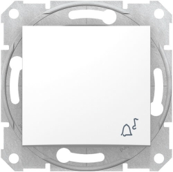 Кнопочный выключатель Sedna с символом «звонок» (белый) SDN0800121