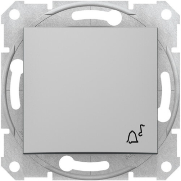 Кнопочный выключатель Sedna с символом «звонок» (алюминий) SDN0800160