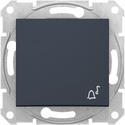 Кнопочный выключатель Sedna с символом «звонок» (графит) SDN0800170