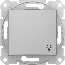 Кнопочный выключатель Sedna с символом «свет» (алюминий) SDN0900160