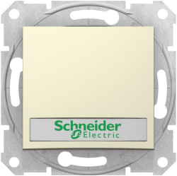 Кнопочный выключатель Sedna с полем для надписи и подсветкой (бежевый) SDN1600347