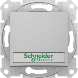 Кнопочный выключатель Sedna с полем для надписи и подсветкой (алюминий) SDN1600360