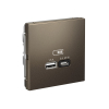 Розетка USB ArtGallery тип А/тип С высокоскор. заряд 45W QC PD (мокко) GAL000629