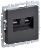 Розетка компьютерная двойная BRITE RJ45 кат.6 графит РК11-2-БрГ BR-K20-2-K53