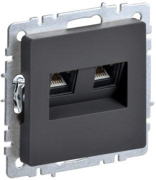 Розетка компьютерная двойная BRITE RJ45 кат.6 графит РК11-2-БрГ BR-K20-2-K53