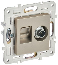 Розетка TV+RJ45 кат.5E IEK SKANDY SK-A14Sh (шампань) SK-AK20-1-K37