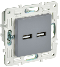 Розетка USB A+A 3,1А IEK SKANDY SK-R15Gr (серый) SK-U21-D31-K03