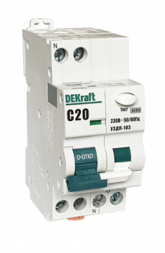 Устройство защиты от дугового пробоя Dekraft 1P+N 16A х-ка C УЗДП-103 6кА 19089DEK