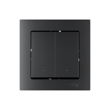 Выключатель Systeme Electric AtlasDesign Smart SBER Zigbee 2-клавишный с нейтралью 10А, схема 1 (карбон) ATN001017Z