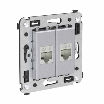 Компьютерная розетка Avanti RJ-45 без шторки в стену кат.6 двойная экранированная (Закаленная сталь) 4404794