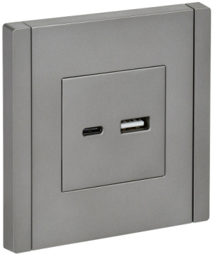 Розетка USB A+C FORTE&PIANO 3,1А FP550 (сталь) FP-U22-D31-K46