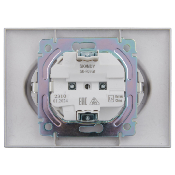 Розетка 2-ая с/з со шторками IEK SKANDY 16А в сборе SK-R07Gr (серый) SK-R24-16-K03-F