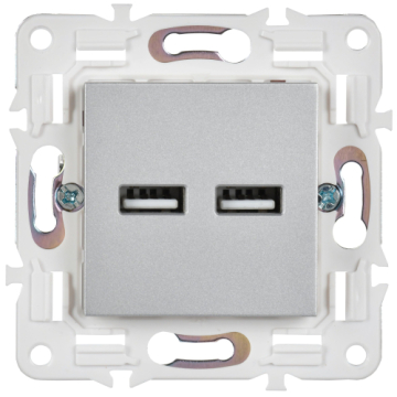 Розетка USB A+A 3,1А IEK SKANDY SK-R15S (серебряный) SK-U21-D31-K23