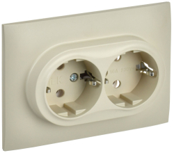 Розетка 2-ая с/з 16А в сборе IEK SKANDY SK-R08B (бежевый) SK-R21-16-K10-F