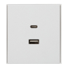 Розетка USB-A+Type-C Kranz Strong 3А с функцией быстрой зарядки с рамкой (жемчуг) KR-78-0734-4