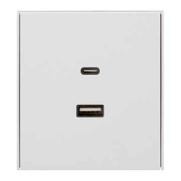 Розетка USB-A+Type-C Kranz Strong 3А с функцией быстрой зарядки с рамкой (жемчуг) KR-78-0734-4