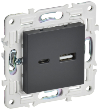 Розетка USB A+C 18Вт IEK SKANDY SK-R13T (титан) SK-U22-018-K48