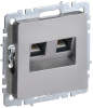Розетка компьютерная двойная BRITE RJ45 кат.6 сталь РК11-2-БрС BR-K20-2-K46
