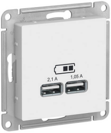 Розетка USB AtlasDesign тип А/тип А (белый) ATN000133