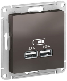 Розетка USB AtlasDesign тип А/тип А (мокко) ATN000633