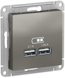 Розетка USB AtlasDesign тип А/тип А (сталь) ATN000933
