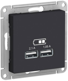 Розетка USB AtlasDesign тип А/тип А (карбон) ATN001033