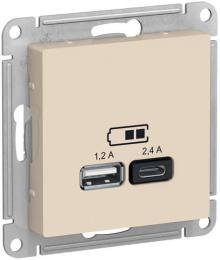 Розетка USB AtlasDesign тип А/тип С (бежевый) ATN000239