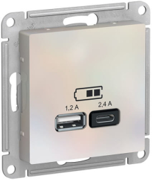 Розетка USB AtlasDesign тип А/тип С (жемчуг) ATN000439