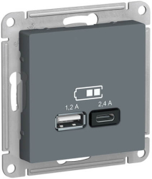 Розетка USB AtlasDesign тип А/тип С (грифель) ATN000739