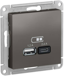 Розетка USB AtlasDesign тип А/тип С (сталь) ATN000939