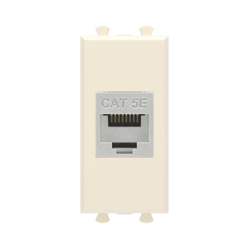 Компьютерная розетка DKC Avanti RJ-45 без шторки кат. 5е экранированная 1 модуль (ванильная дымка) 4405761