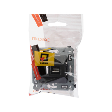 Розетка Avanti USB 2.0 одинарная в стену тип А (Черный матовый) 4412403