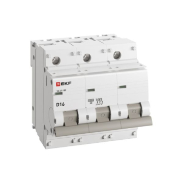 Автоматический выключатель EKF PROXIMA ВА 47-100 3Р 16А 10кА (х-ка D) mcb47100-3-16D-pro