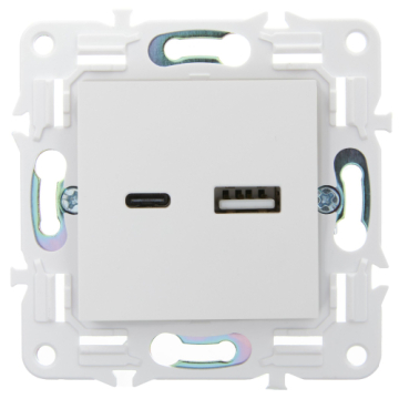 Розетка USB A+C 3,1А IEK SKANDY SK-R14W (арктический белый) SK-U22-D31-K01
