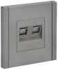 Розетка компьютерная двойная RJ45 FORTE&PIANO кат.5E FP533 (сталь) FP-K20-1-K46