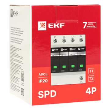 Устройство защиты от импульсных перенапряжений EKF Т1+Т2; Iimp-12,5kA; In-20kA; Uc-275В; 3+1 OV12-31-506