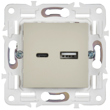 Розетка USB A+C 18Вт IEK SKANDY SK-R13B (бежевый) SK-U22-018-K10