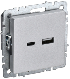 Розетка USB BRITE A+C 18Вт алюминий РЮ11-1-БрА BR-U22-018-K47