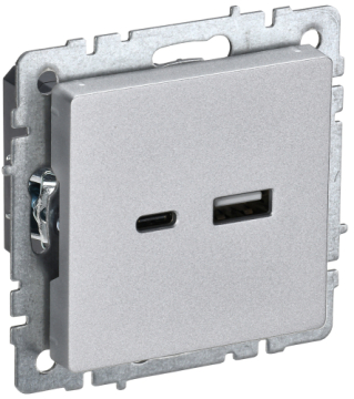 Розетка USB BRITE A+C 18Вт алюминий РЮ11-1-БрА BR-U22-018-K47