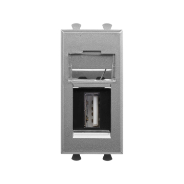 Розетка DKC Avanti USB 2.0 тип А-А 1 модуль (закаленная сталь) 4404401