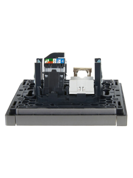 Розетка телефонная + компьютерная кат.5E FORTE&PIANO FP535 (сталь) FP-KT20-O-1-K46
