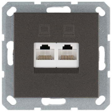 Розетка информационная RJ 45 двойная кат 6 JaSmart G (мокко) G6108Z