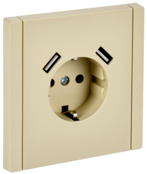 Зарядка USB (А+A) с розеткой FORTE&PIANO 3,1А FP445 (ваниль) FP-R14-16-U21-D31-K10