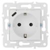 Розетка IEK SKANDY с/з со шторками 16А с USB C 18Вт SK-R17W (арктический белый) SK-R14-16-U14-018-K01
