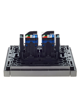 Розетка компьютерная двойная RJ45 FORTE&PIANO кат.6 FP534 (сталь) FP-K20-2-K46