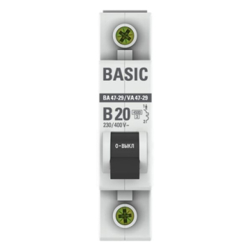 Автоматический выключатель EKF Basic ВА 47-29 1Р 20А 4,5кА (х-ка B) mcb4729-1-20-B